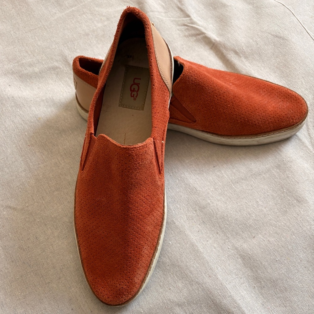 UGG Adley Perf Orange Suede Slip-On Shoes